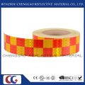 PVC amarelo e vermelho Chequer segurança aviso fita reflexiva (C3500-G)